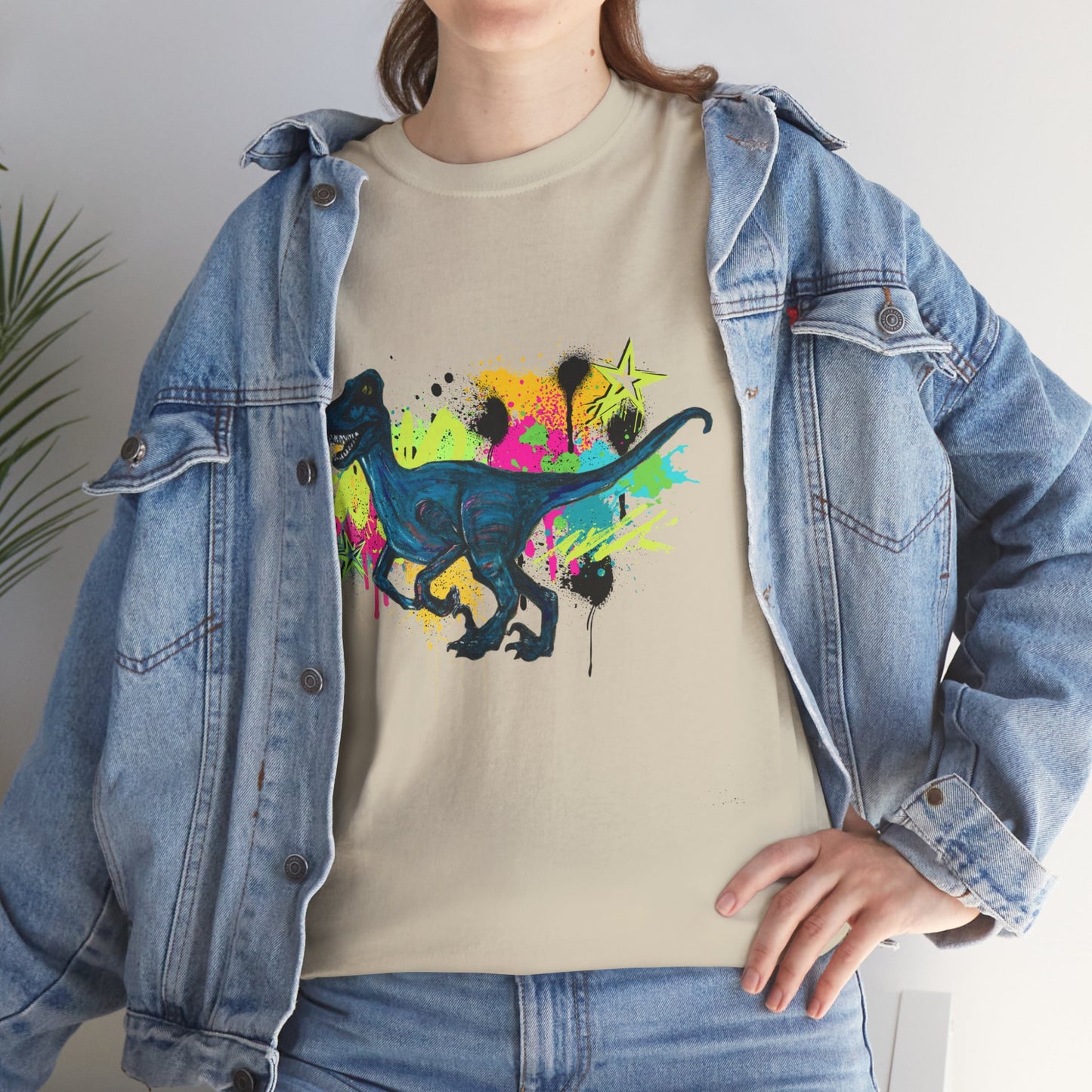 Dinosaur Art Raptor Unisex Heavy Cotton Tee | Perfect for Dinosaur Lovers