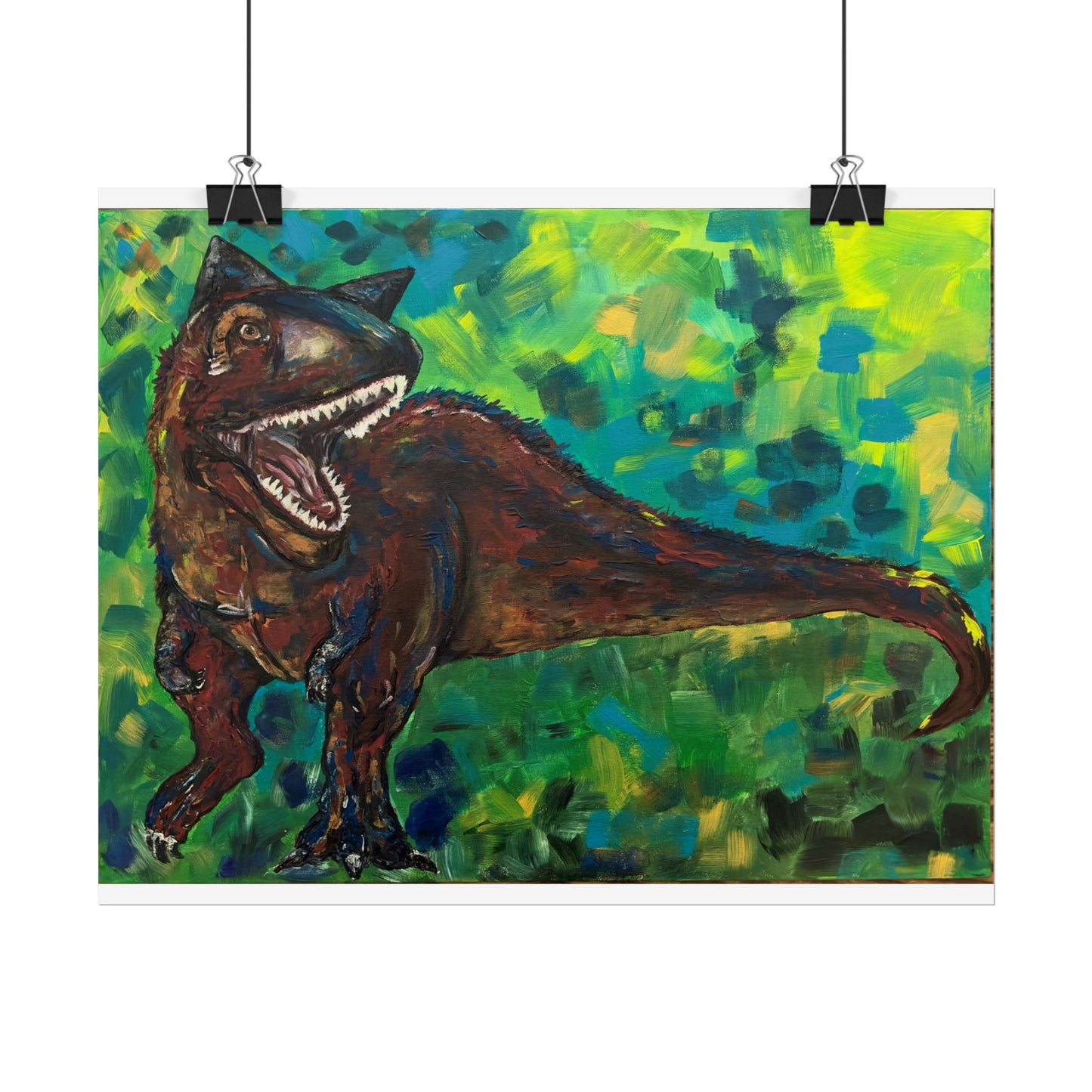 Dinosaur Art Print | Rolled Poster | Unique Decor for Kids, Nursery Wall Art, Birthday Gift, Fun Home Decoration, Horned T-Rex Art