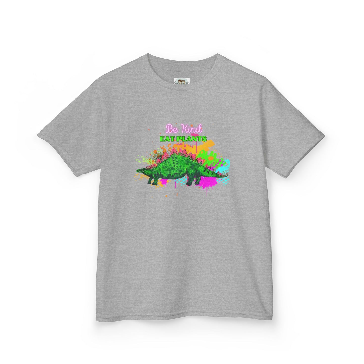Kids Eco-Friendly Dinosaur Tee - BE KIND EAT PLANTS Fun Graphic Shirt for Boys and Girls, Perfect for Birthday and Christmas Gifts