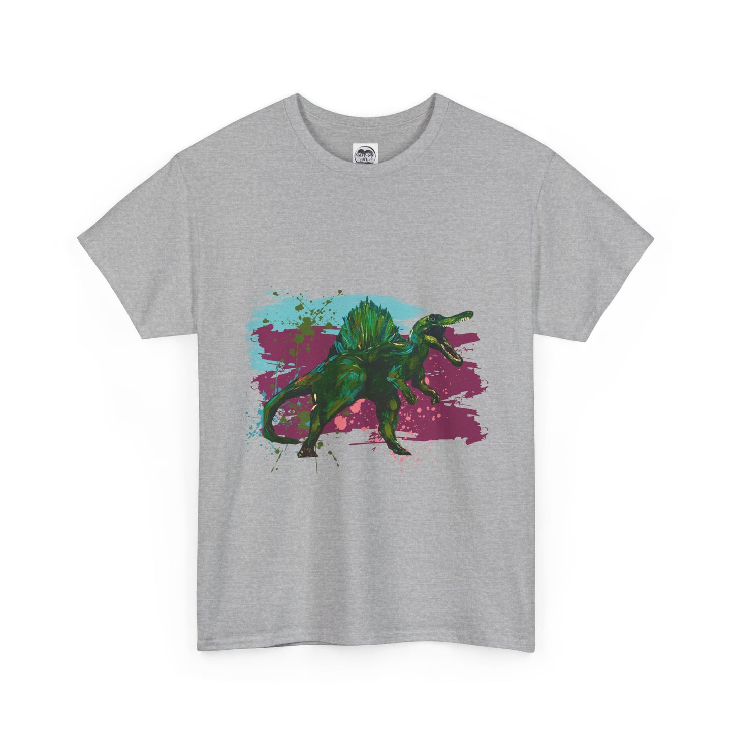 Vibrant Dinosaur Art Unisex Heavy Cotton Tee, Graphic Tee, Gift for Dinosaur Lovers, Casual Wear, Cool T-Shirt, Eco-Friendly Fashion