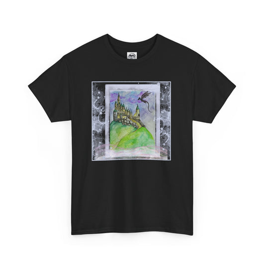 Dragon Castle Tee, Fantasy T-Shirt, Unisex Graphic Tee, Whimsical Apparel, Gift for Dreamers, Unique Artwork Shirt