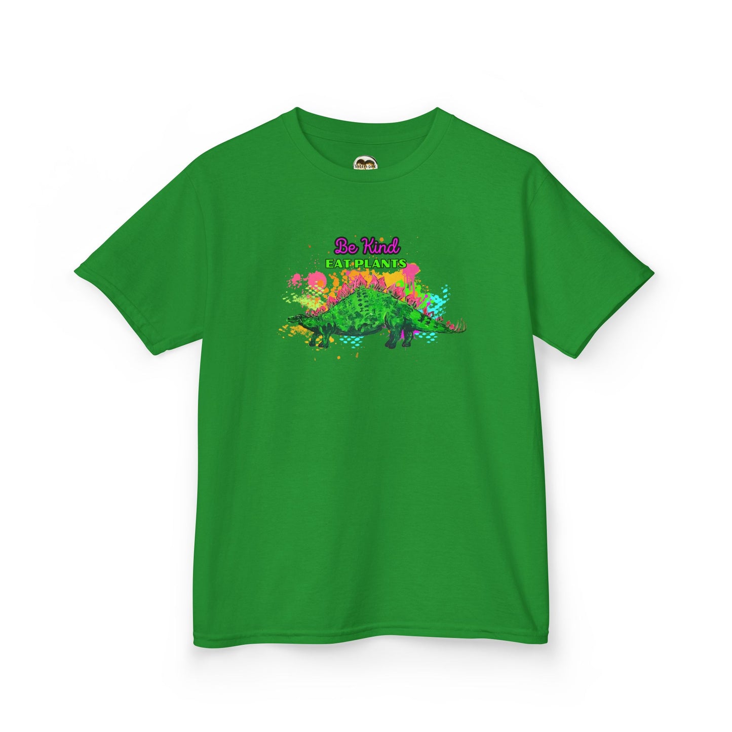 Kids Eco-Friendly Dinosaur Tee - BE KIND EAT PLANTS Fun Stegosaurus Graphic Shirt