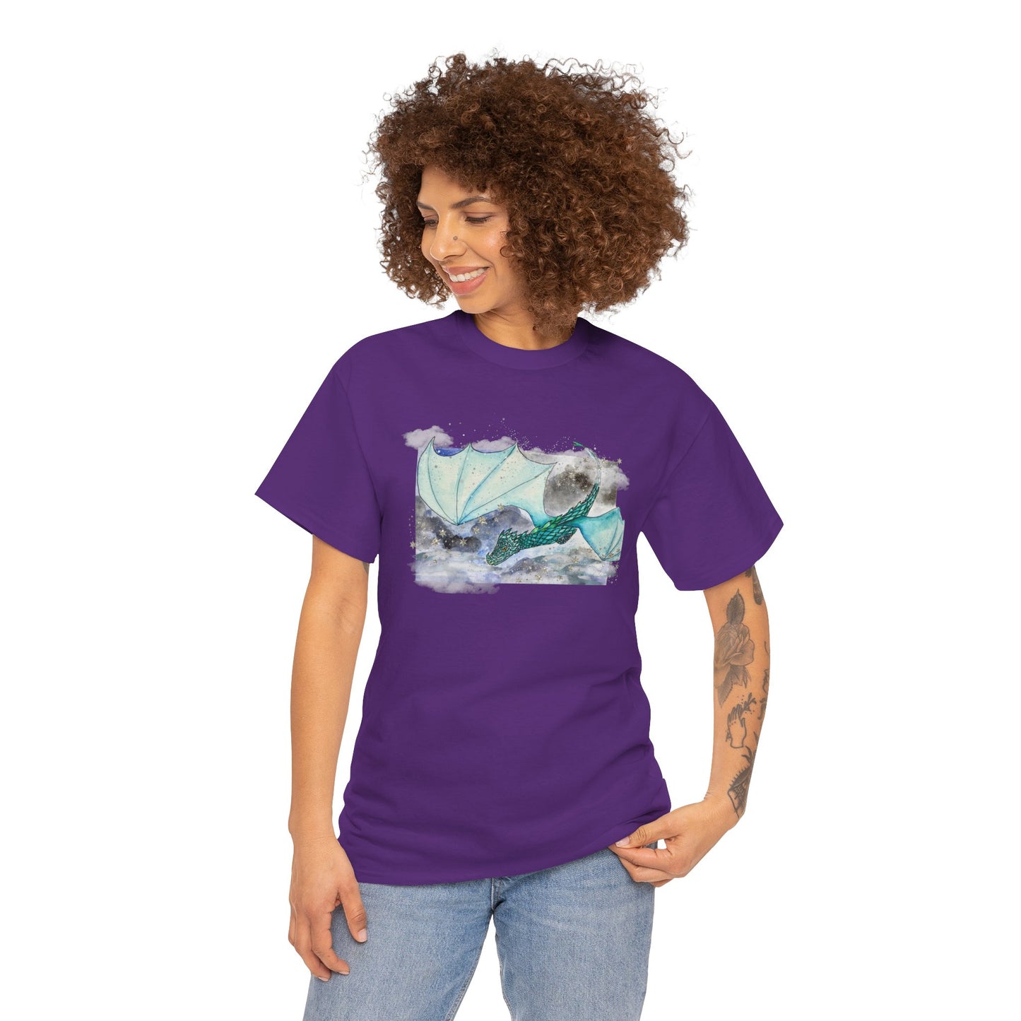 Dragon Flying through Storm Clouds Unisex Tee, Fantasy T-Shirt, Dragon Lover Gift, Eco-Friendly Apparel, Comfortable Casual Top, Unique Graphic Tee