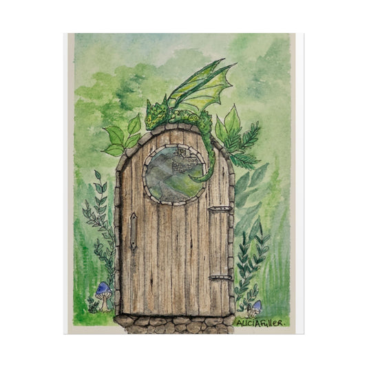 Magical Fantasy Wall Art Prints, Enchanted Forest Decor, Dragon Door Artwork, Ideal Gift for Nature Lovers, Fairy Tale Home Decor