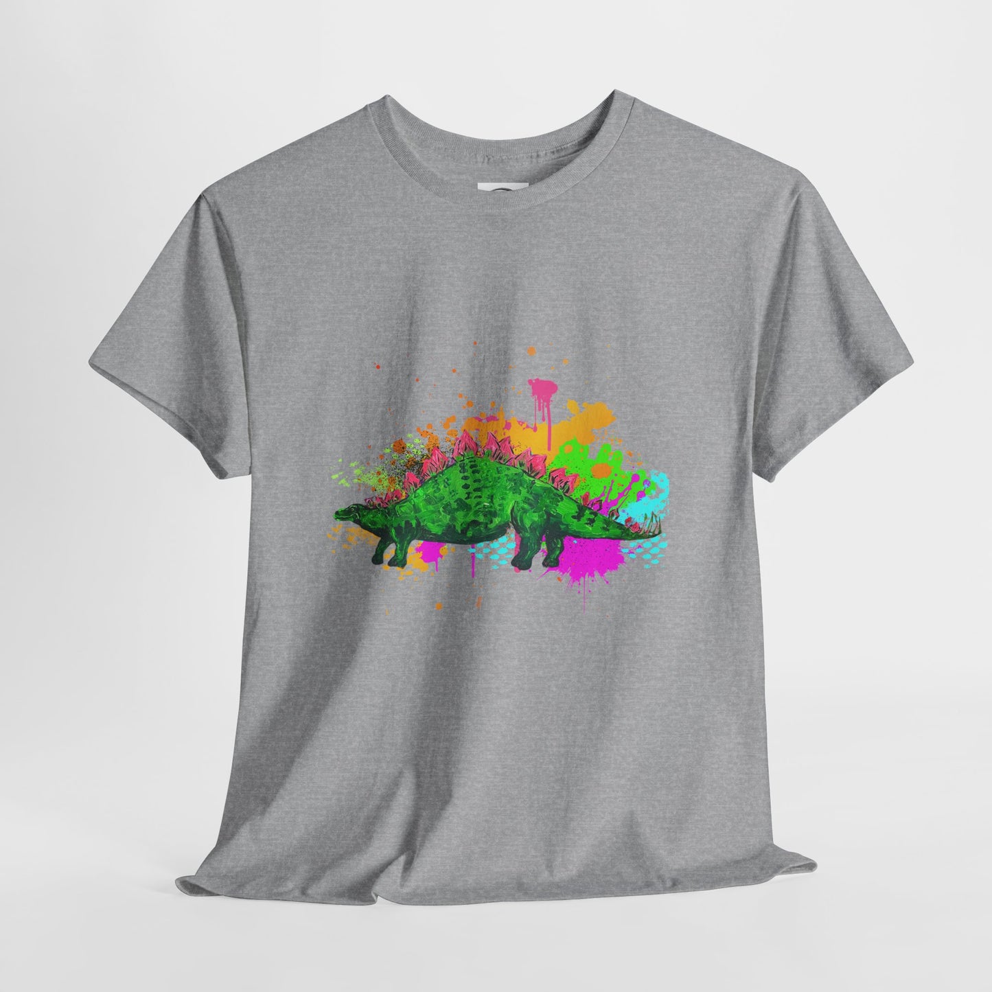 Colorful Dinosaur Unisex Heavy Cotton Tee, Fun Graphic Tee, Dino Lovers Gift, Eco-friendly Fashion, Casual Wear