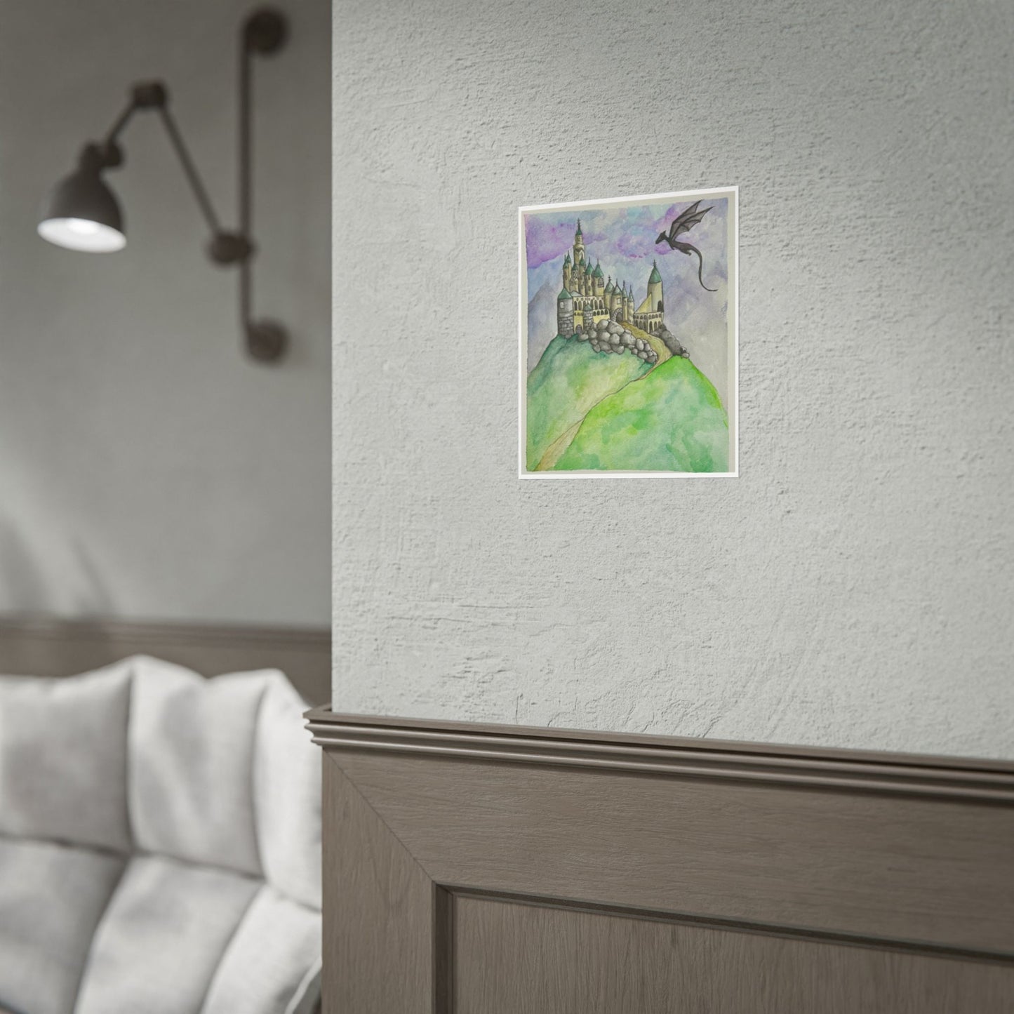 Fantasy Castle Rolled Poster, Dragon Artwork Print, Magical Wall Decor, Gift for Fantasy Lovers, Home Decor