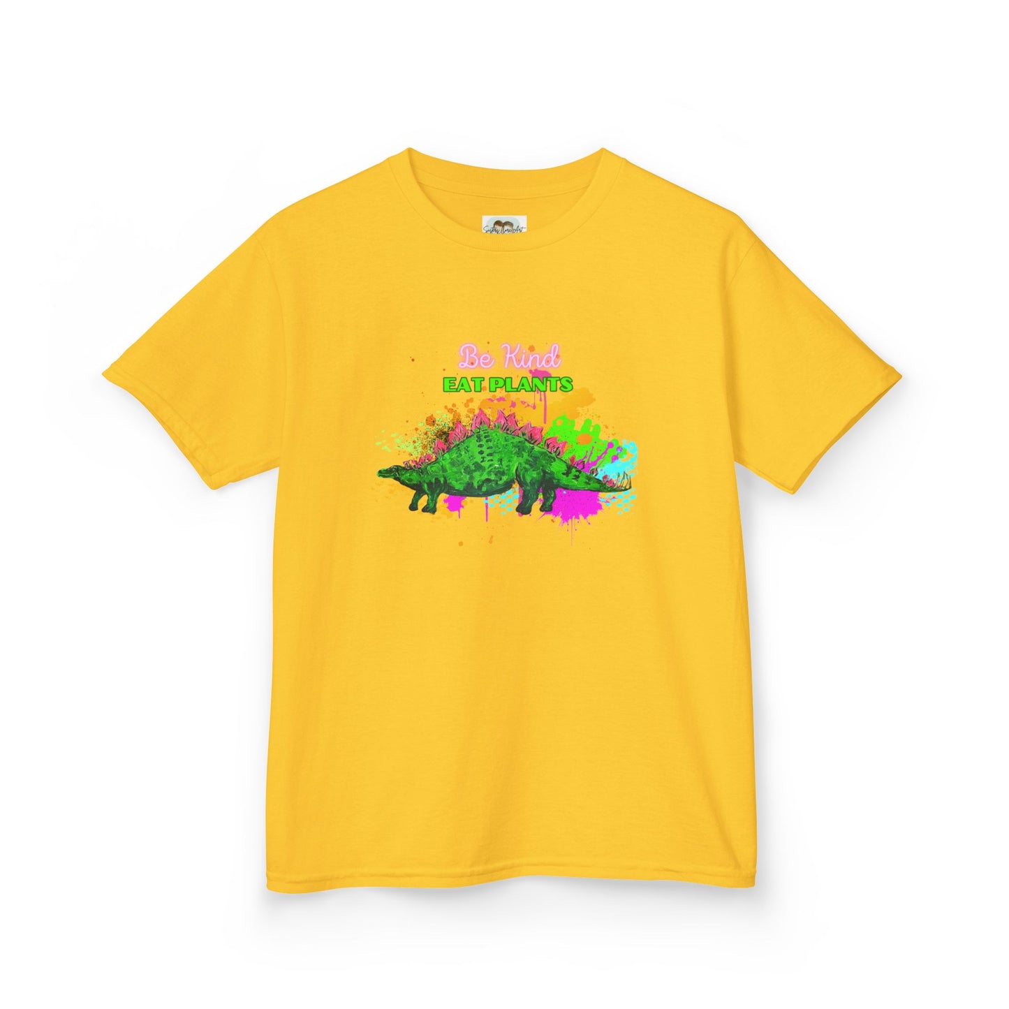 Kids Eco-Friendly Dinosaur Tee - BE KIND EAT PLANTS Fun Graphic Shirt for Boys and Girls, Perfect for Birthday and Christmas Gifts