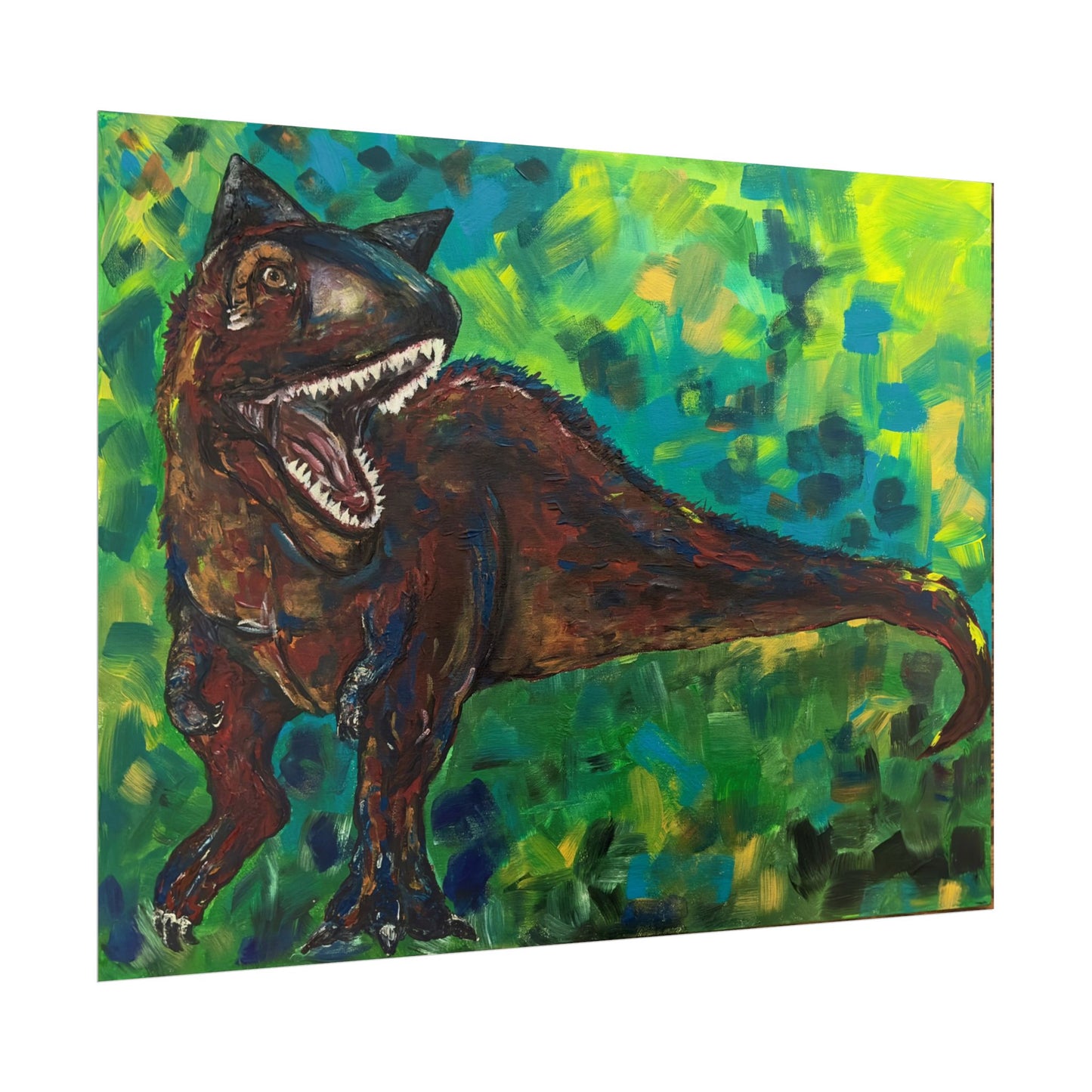 Dinosaur Art Print | Rolled Poster | Unique Decor for Kids, Nursery Wall Art, Birthday Gift, Fun Home Decoration, Horned T-Rex Art