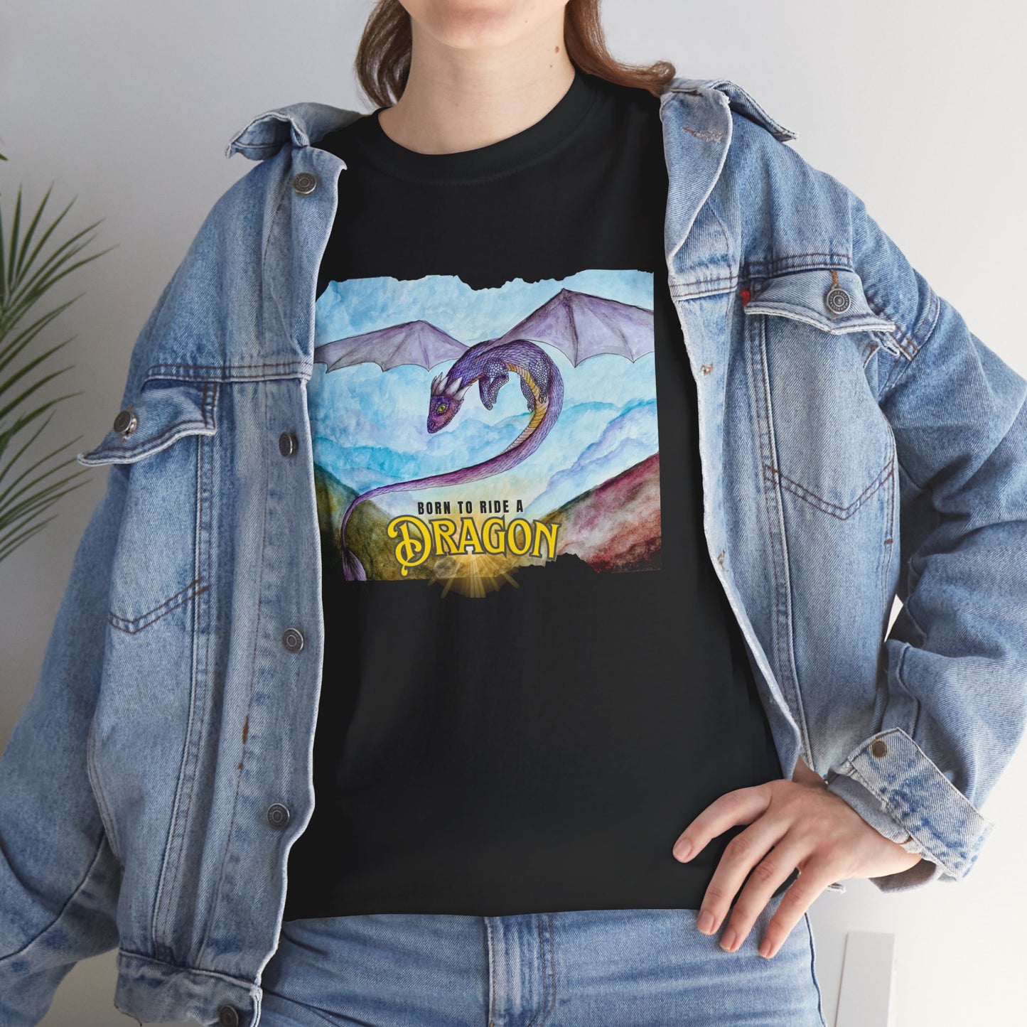 Dragon Graphic Unisex Heavy Cotton Tee, Fantasy T-Shirt, Gift for Dragon Lovers, Casual Wear, Birthday Gift, Geek Clothing
