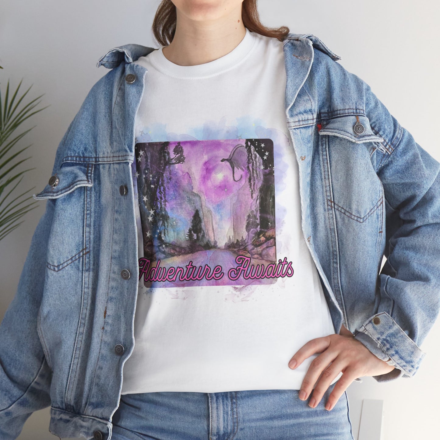 Adventure Awaits Unisex Heavy Cotton Tee, Casual Summer Shirt, Travel Tee, Gift for Nature Lovers, Trendy Graphic Tee