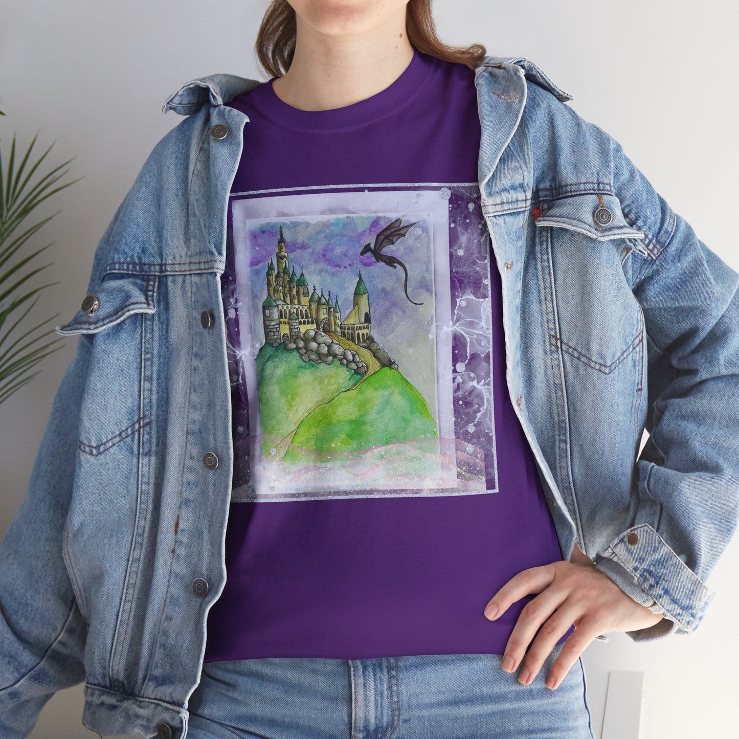 Dragon Castle Tee, Fantasy T-Shirt, Unisex Graphic Tee, Whimsical Apparel, Gift for Dreamers, Unique Artwork Shirt