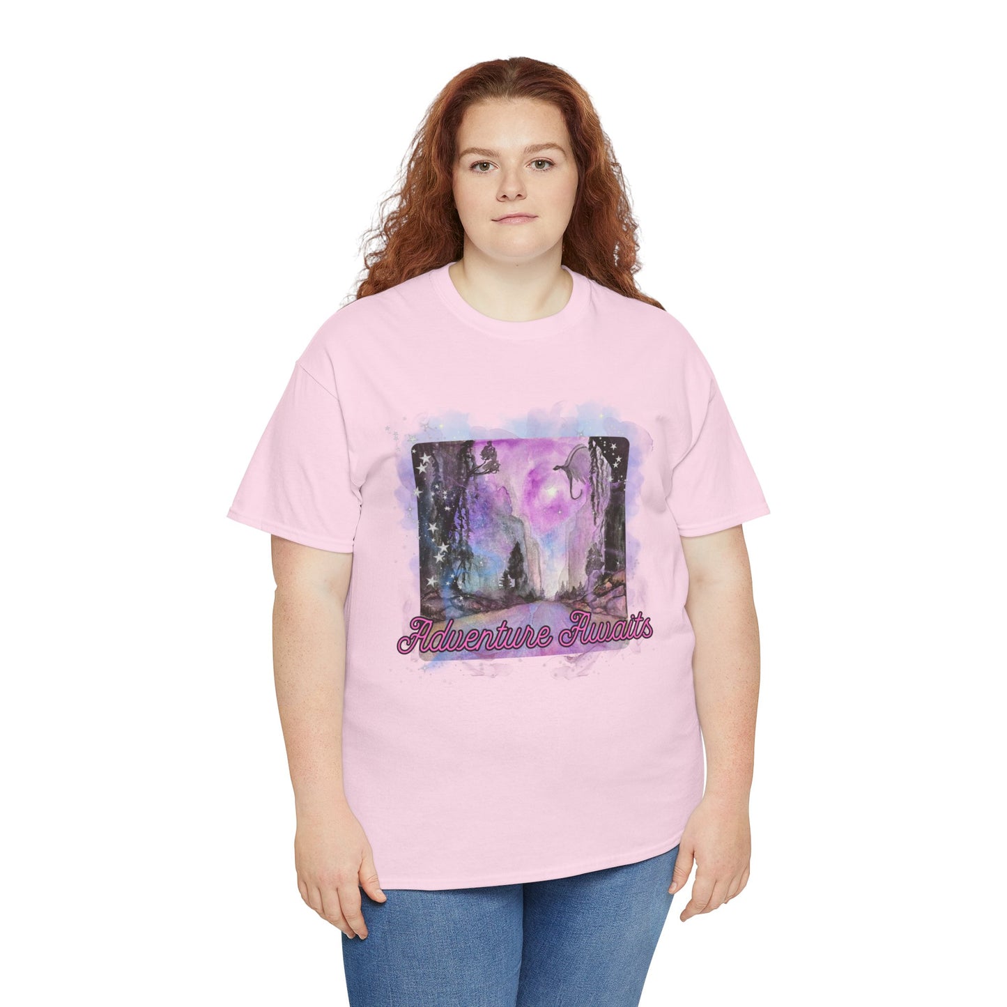 Adventure Awaits Unisex Heavy Cotton Tee, Casual Summer Shirt, Travel Tee, Gift for Nature Lovers, Trendy Graphic Tee