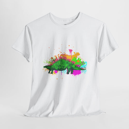 Colorful Dinosaur Unisex Heavy Cotton Tee, Fun Graphic Tee, Dino Lovers Gift, Eco-friendly Fashion, Casual Wear