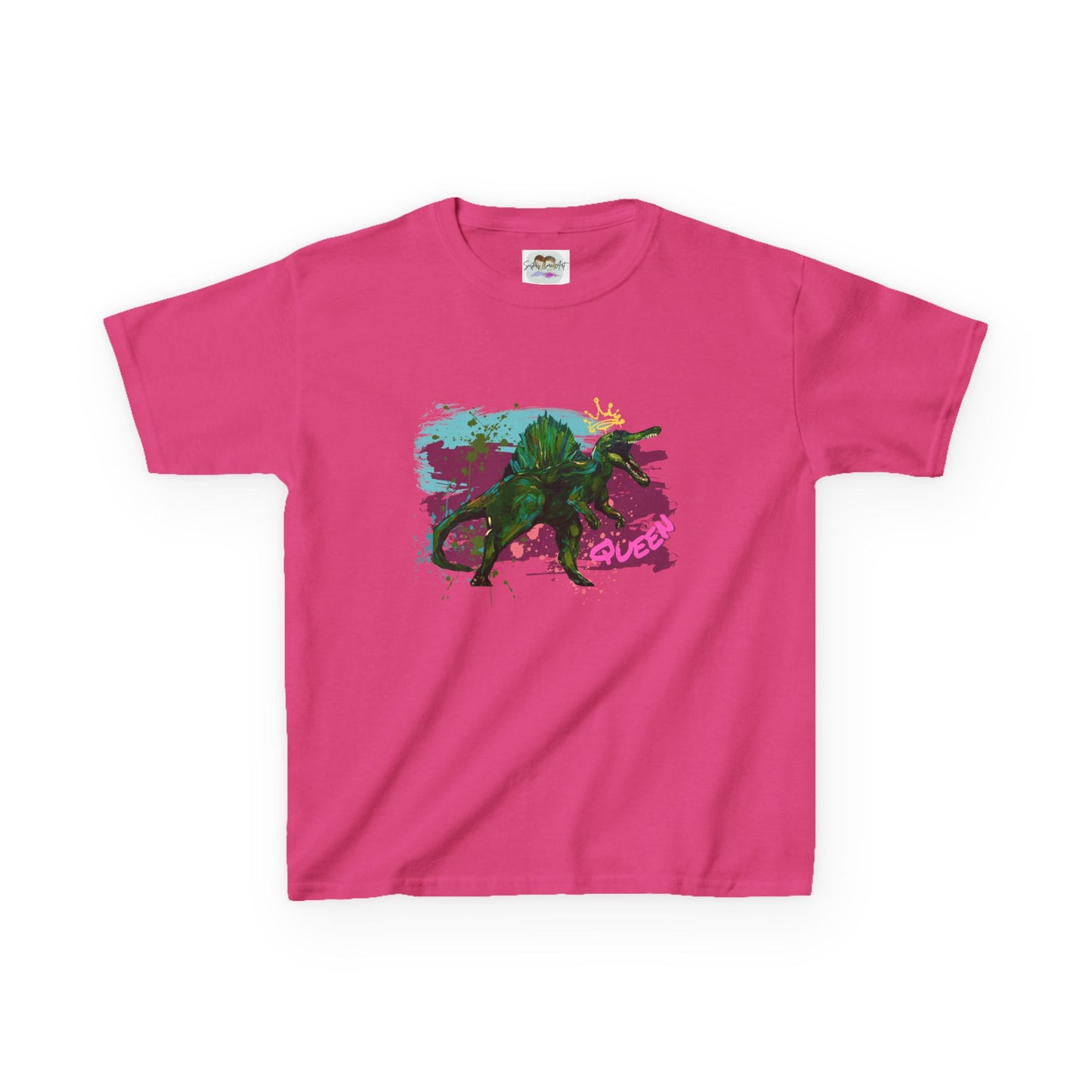 Kids Spinosaurus Queen of the Dinosaurs Graphic Tee, Fun Kids Shirt, Playful Dinosaur Art, Gift for Kids, Birthday Present