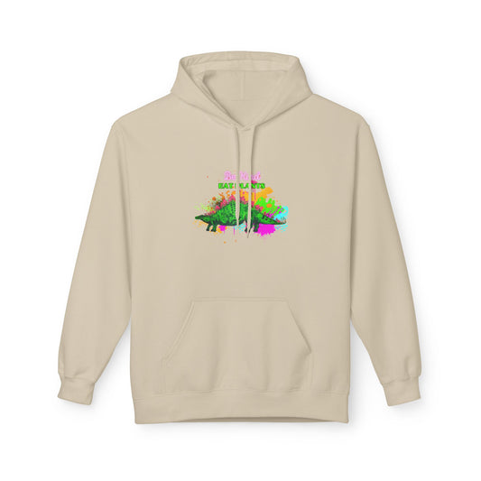 Vibrant Inspirational Steggy Dino Hoodie, Be KIND eat Plants, Colorful Fleece Sweatshirt, Casual Wear, Gift for Friends, Motivation Apparel