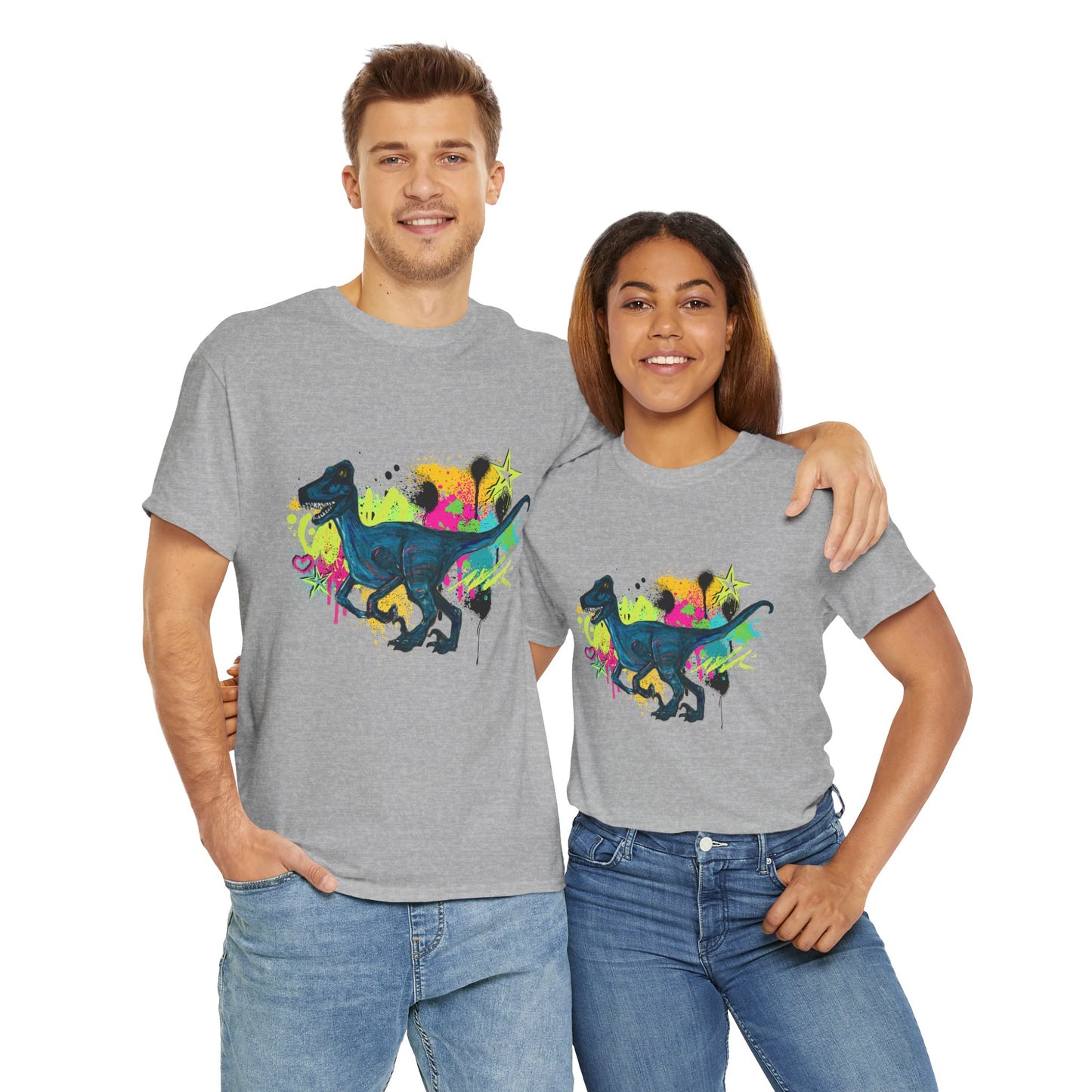 Dinosaur Art Raptor Unisex Heavy Cotton Tee | Perfect for Dinosaur Lovers