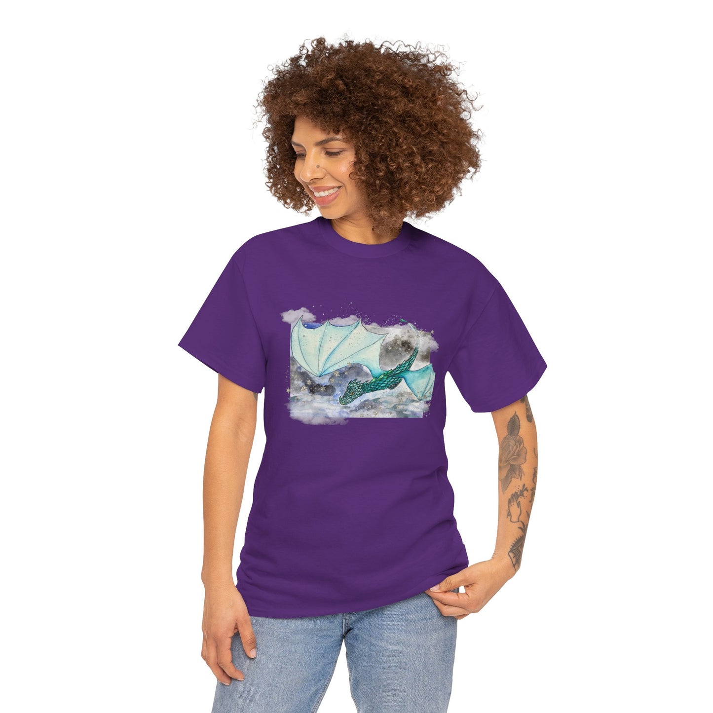 Dragon Flying through Storm Clouds Unisex Tee, Fantasy T-Shirt, Dragon Lover Gift, Eco-Friendly Apparel, Comfortable Casual Top, Unique Graphic Tee